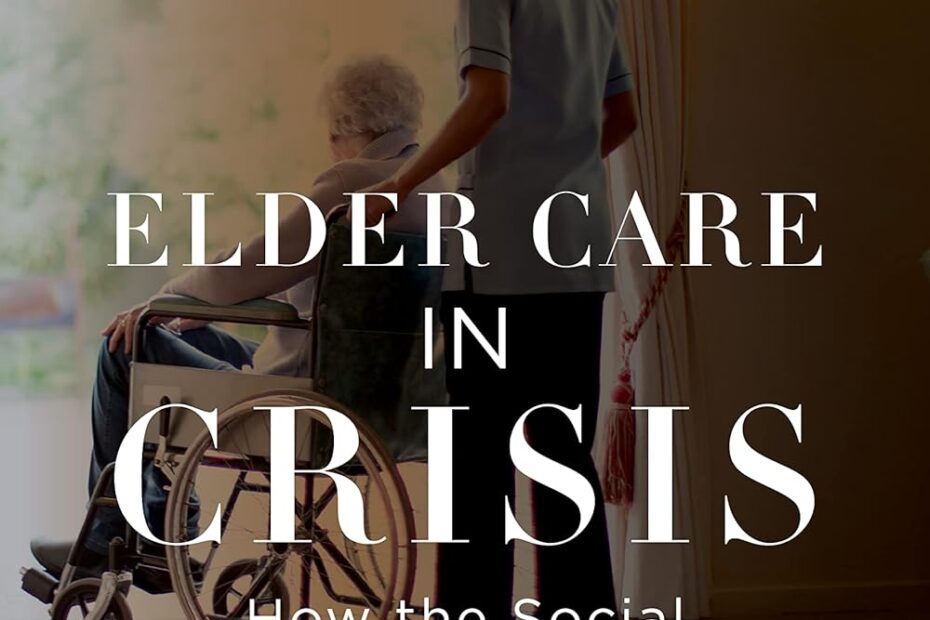 An elderly person on a wheelchair is being pushed by a uniformed caretaker inside a home